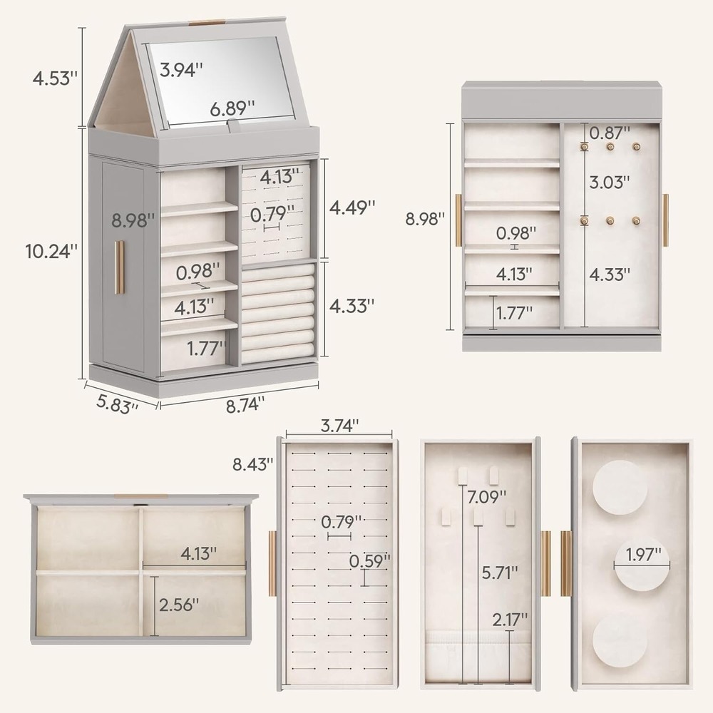 Lifewit 360 Rotating Jewelry Box wth Mirror, 2 Sides Plus 2 Large Drawers, White - Picture 3 of 5